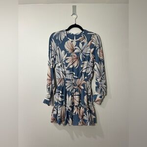 Dress The Population Floral Mini Long Sleeve Dress